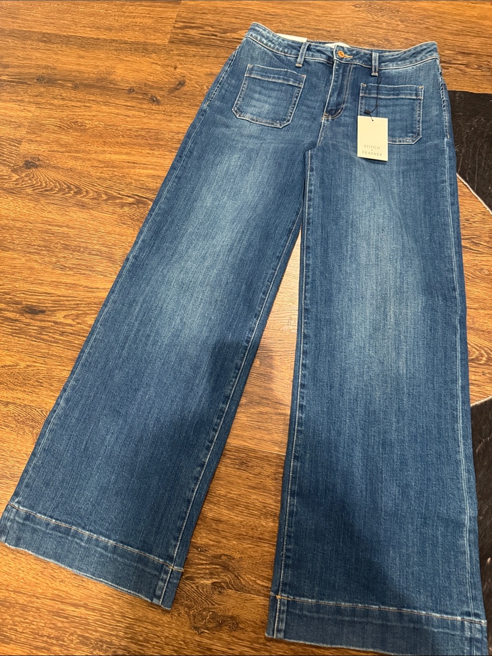 Flying Monkey Wide-Leg Jeans in Blue Denim